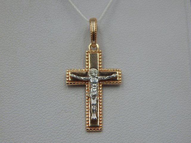 Підвіс-хрест з червоного та білого золота (33931156) 1