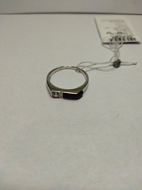 Срібний перстень з оніксом та цирконієм (30506459) 1