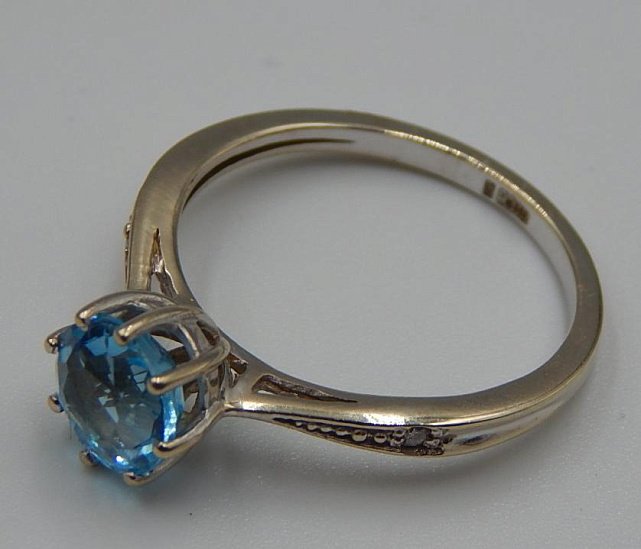 Кольцо из белого золота с топазом и бриллиантом (-ми) (31646106) 2