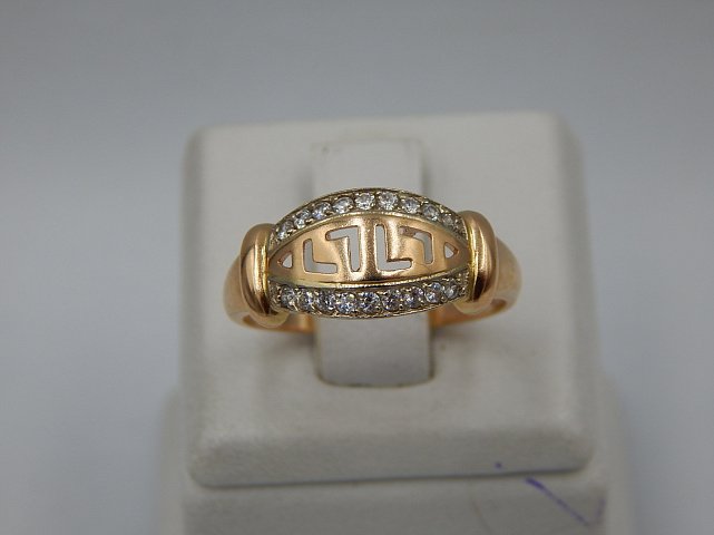 Кольцо из красного и белого золота с цирконием (33763180)  2