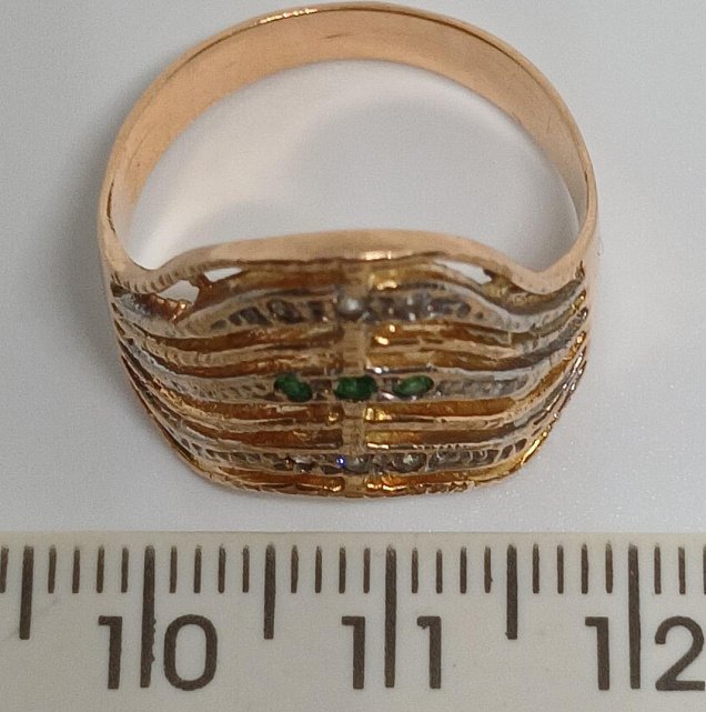 Кольцо из красного и белого золота с цирконием (32854250) 6