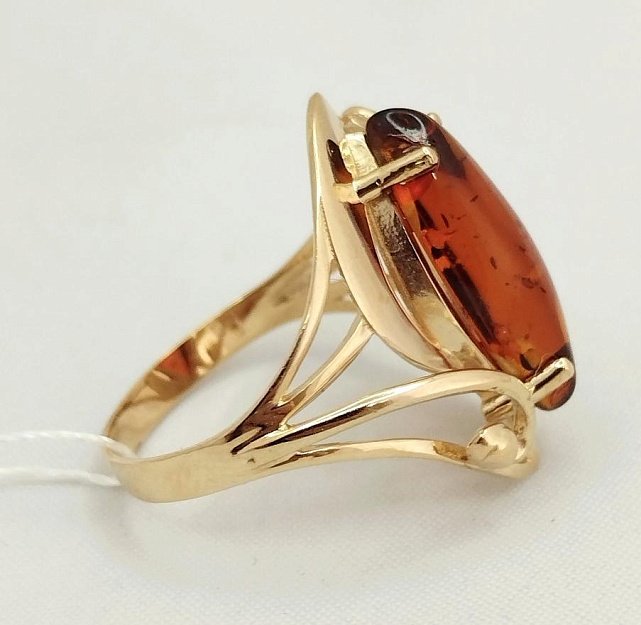 Кольцо из красного золота с янтарем (32631916)  1