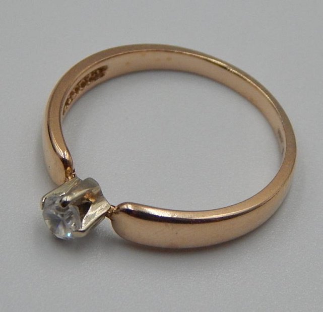 Кольцо из красного золота с цирконием (31957589) 4