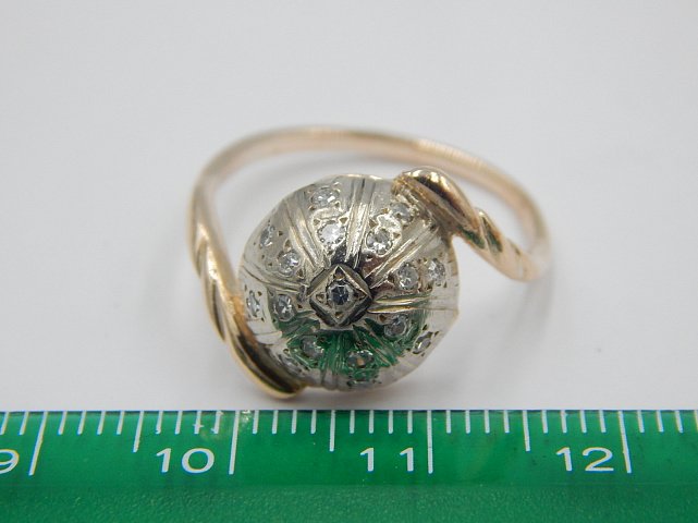 Кольцо из красного и белого золота с бриллиантом (-ми) (30745793) 3