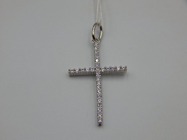 Срібний підвіс-хрест із цирконієм (31308854) 2