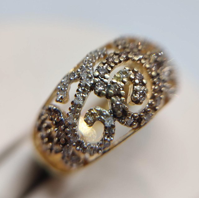 Кольцо из желтого золота с бриллиантом (-ми) (28017705) 3