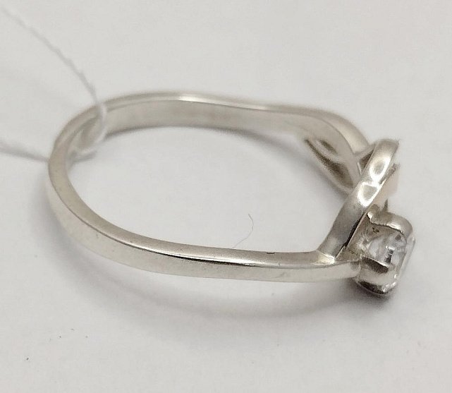 Серебряное кольцо с золотой вставкой и цирконием (33735464) 2