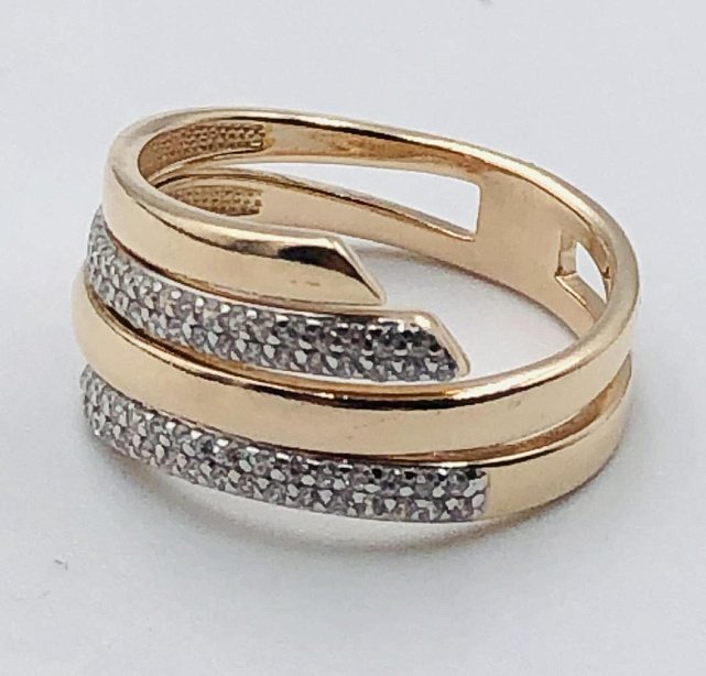Кольцо из красного и белого золота с цирконием (33721545)  1