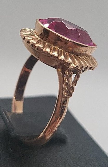 Кольцо из красного золота с корундом (30053519) 2