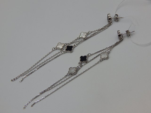 Срібні сережки з перламутром і емаллю (33033937) 3