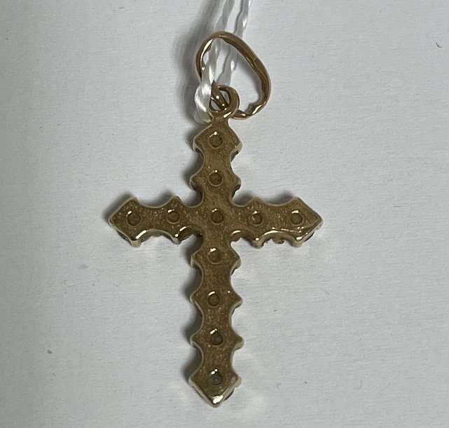 Подвес-крест из красного золота с цирконием (33702108) 1