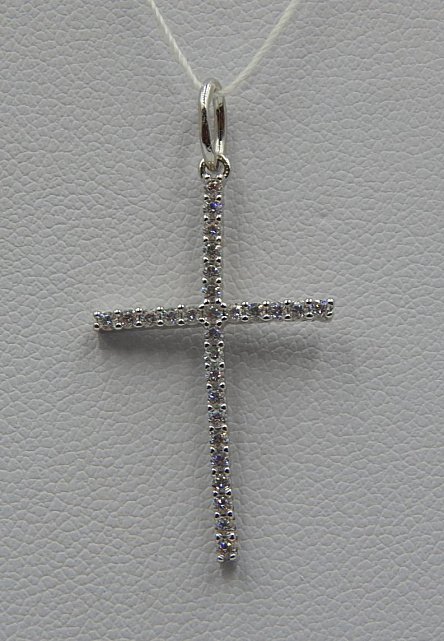 Серебряный подвес-крест с цирконием (31280352) 1