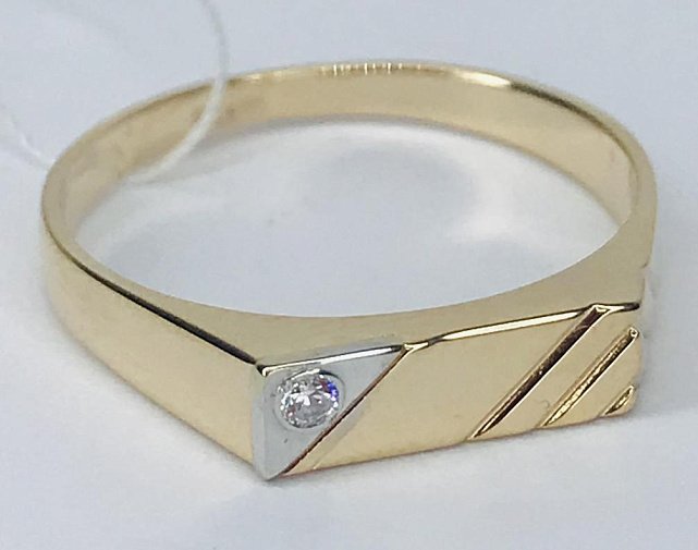 Перстень из красного и белого золота с цирконием (33584301) 2
