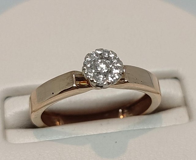 Кольцо из красного и белого золота с бриллиантом (-ми) (30399297) 1