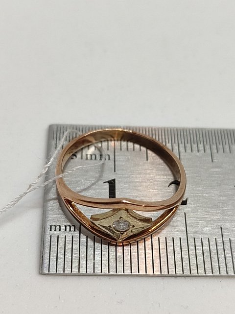 Кольцо из красного и белого золота с бриллиантом (-ми) (27417859) 7