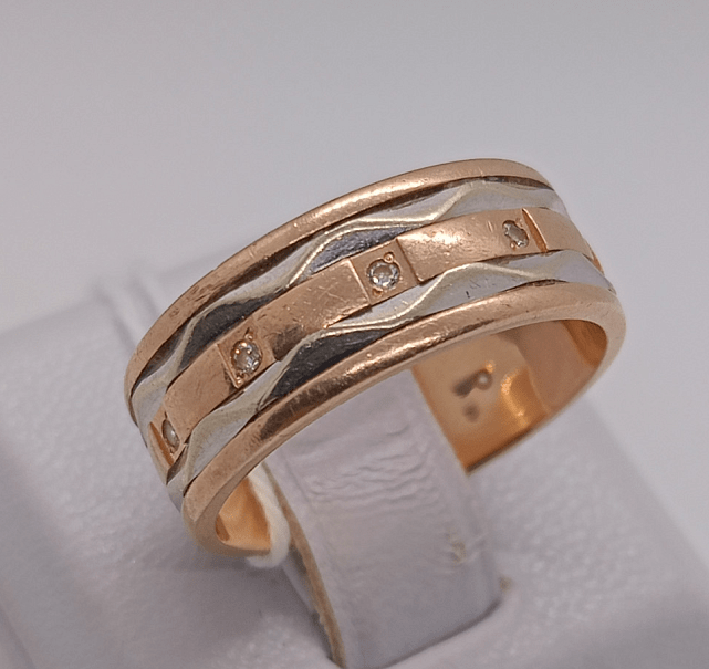 Кольцо из красного и белого золота с цирконием (33722475)  0