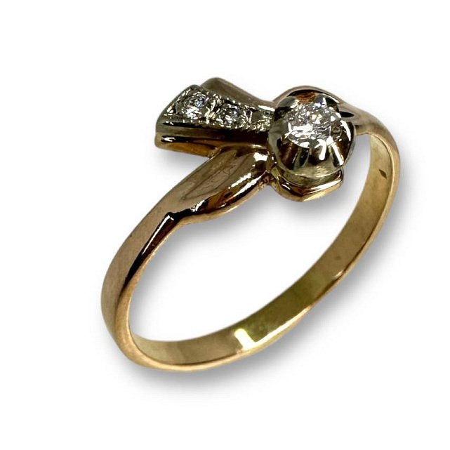 Кольцо из красного и белого золота с бриллиантом (-ми) (31111979) 2