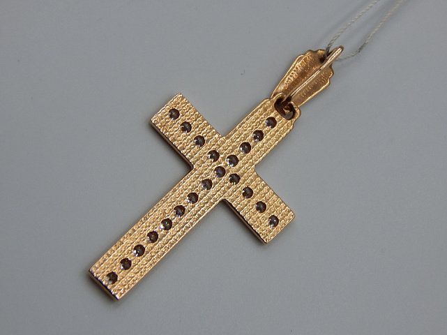Підвіс-хрест з червоного золота з цирконієм (32308265) 1