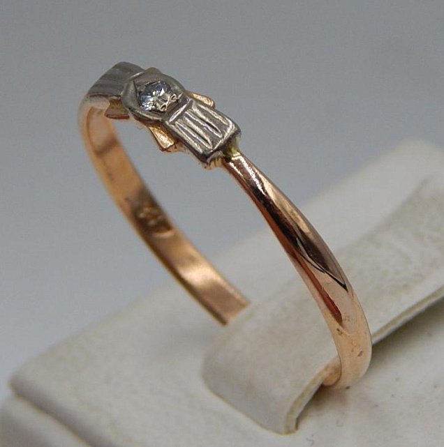 Кольцо из красного и белого золота с бриллиантом (-ми) (30963787) 1