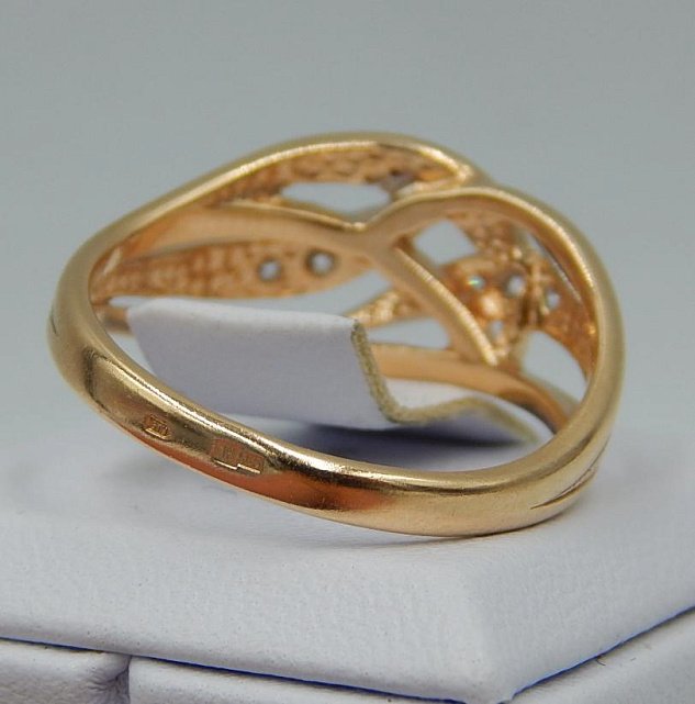 Кольцо из красного и белого золота с цирконием (29996857) 4