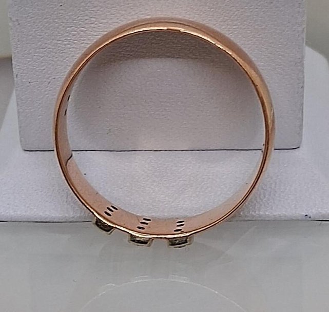 Обручальное кольцо из красного и белого золота с бриллиантом (-ми) (33773586) 3