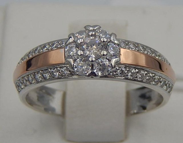 Серебряное кольцо с позолотой и цирконием (28353441) 0