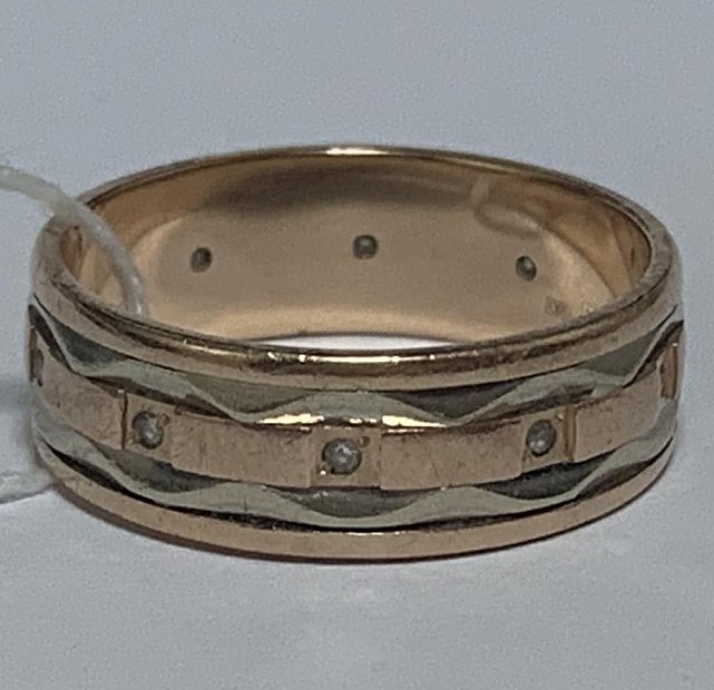 Обручальное кольцо из красного и белого золота с цирконием (31959841) 2