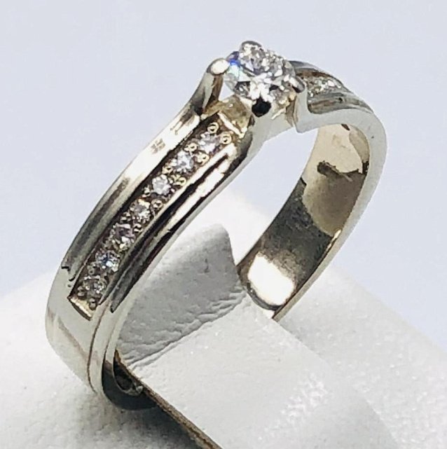 Кольцо из белого золота с бриллиантом (-ми) (33615538) 0
