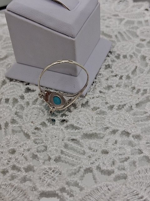 Серебряное кольцо с цирконием и бирюзой (33160655) 4