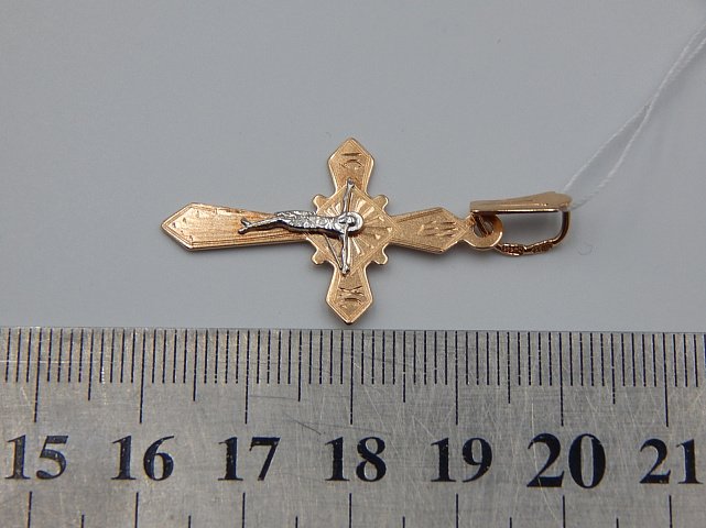 Підвіс-хрест з червоного та білого золота (33705177) 3