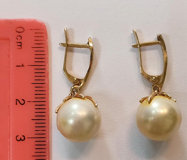 Сережки з червоного золота з перлами та цирконієм (33723763) 2