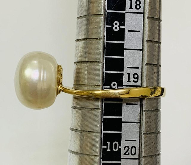 Каблучка з жовтого золота з перлами та діамантом (-ми) (33272358) 4