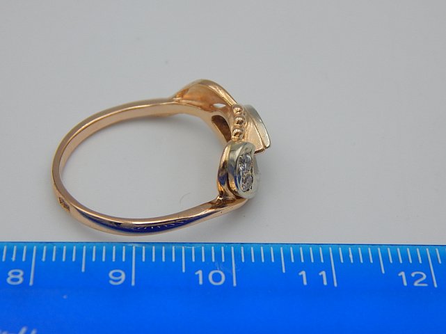 Кольцо из красного и белого золота с цирконием (28356601) 6