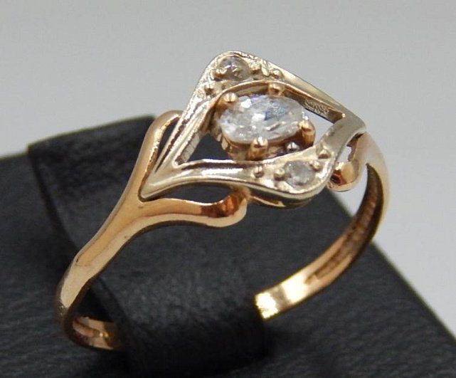 Кольцо из красного и белого золота с цирконием (30812903) 2