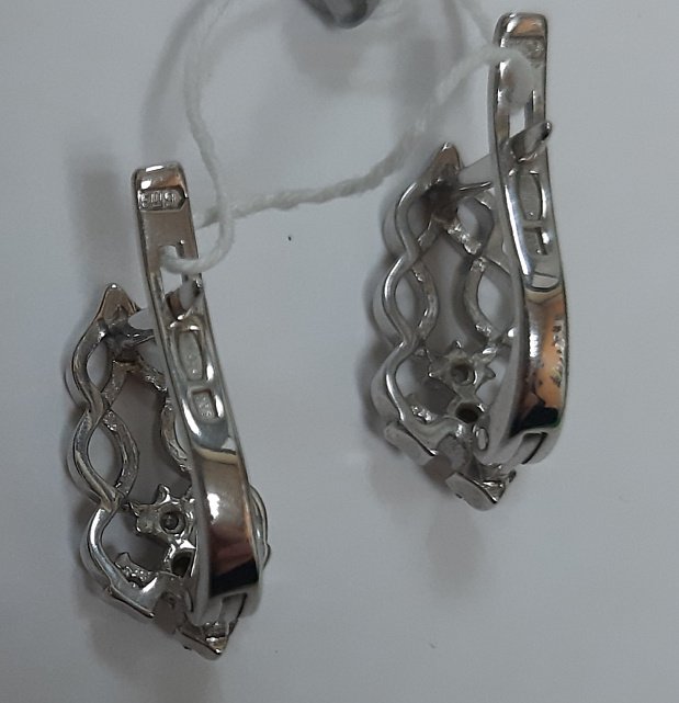 Серебряные серьги с цирконием (30552736) 5