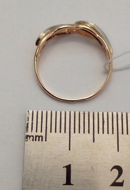 Кольцо из красного и белого золота с цирконием (33751344) 3