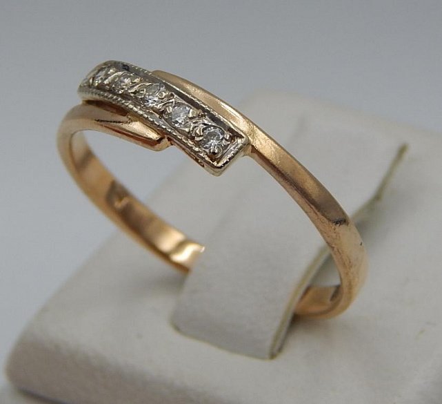Кольцо из красного и белого золота с бриллиантом (-ми) (24468050) 2