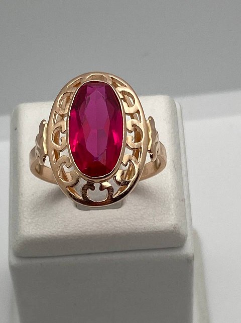 Перстень из красного золота с корундом (30567788) 4