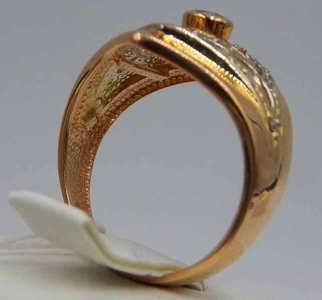 Кольцо из красного и белого золота с цирконием (28356734) 3