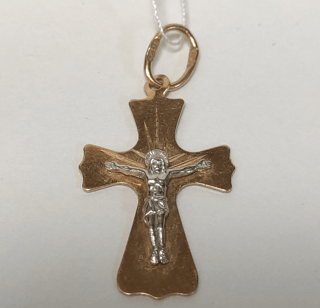 Підвіс-хрест з червоного та білого золота (33931102) 0