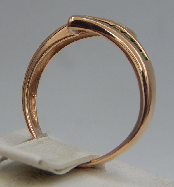 Кольцо из красного золота с изумрудом и бриллиантом (-ми) (28222068) 3