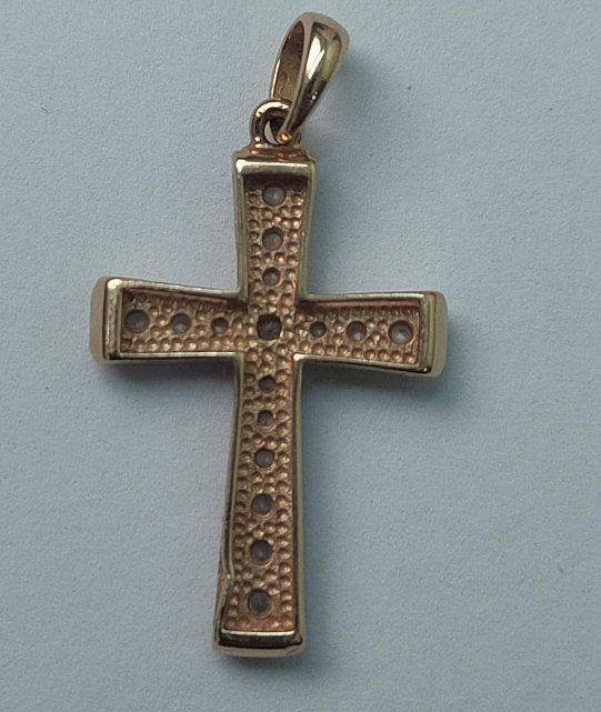 Підвіс-хрест з червоного золота з цирконієм (31938220) 1