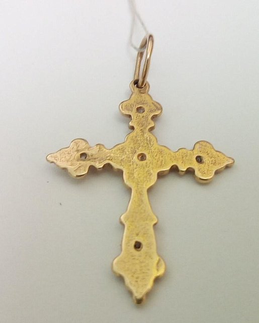 Підвіс-хрест з червоного золота з цирконієм (31646683) 1