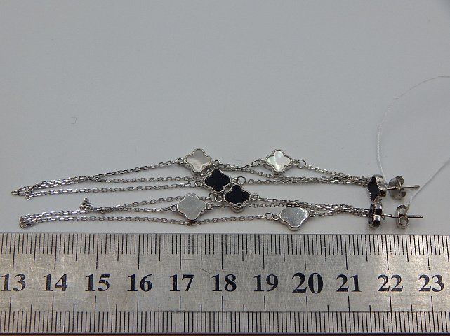 Серебряные серьги с перламутром и эмалью (33033937) 4