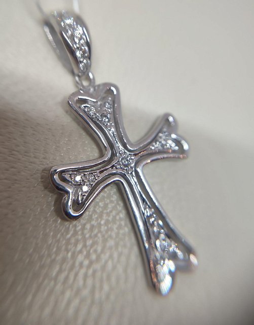 Підвіс-хрест із білого золота з діамантом (-ми) (30337044) 5