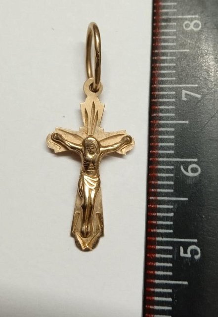 Підвіс-хрест з жовтого золота (32347353) 2