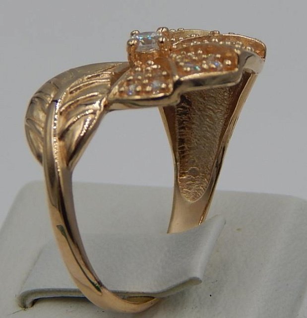 Кольцо из красного золота с цирконием (30852298) 1