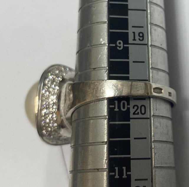 Срібна каблучка з перлами та цирконієм (33665624) 2