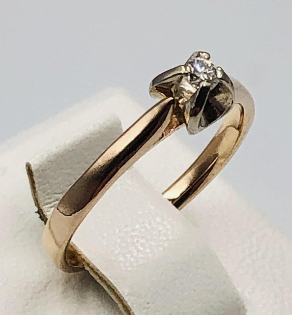 Кольцо из красного и белого золота с бриллиантом (-ми) (33792572)  0