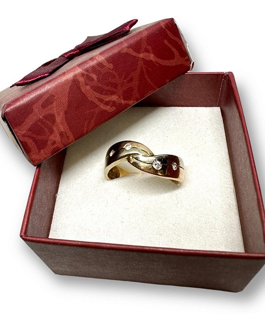 Кольцо из красного и белого золота с цирконием (29569397) 5